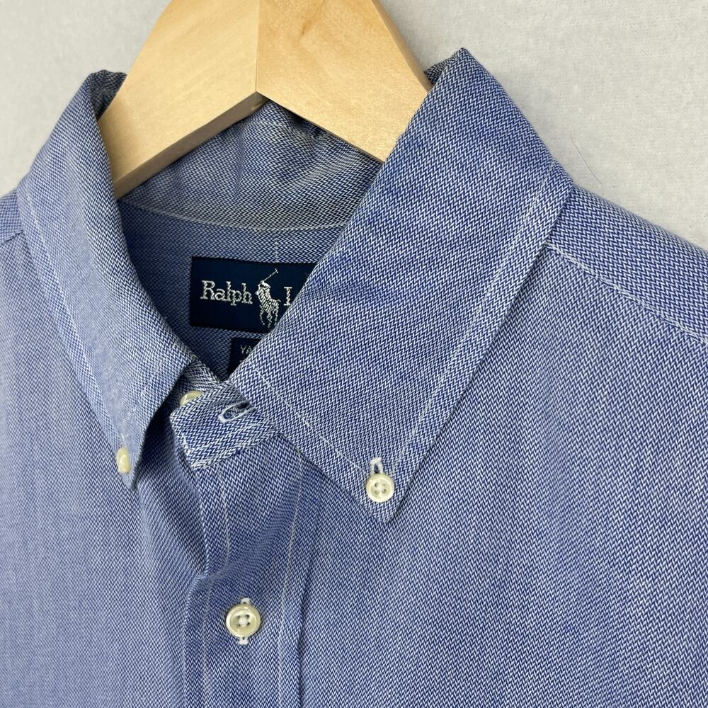 RALPH LAUREN Shirt Mens 15.5 33 Yarmouth Dress Button Down Cotton Blue - Picture 7 of 14